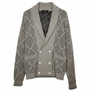 SUNDAYS UOMO Vintage Electric Grandpa Wool Cardigan Shawl Collar Worn Sleeves